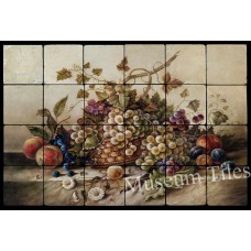 24x16  Fruit Backsplash Mural Art Deco Tumbled Marble Tiles Kitchen Ideas    371804679689